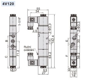 Elektromagnetický ventil 4V120-06 ; 5/2 ; G1/8" 2-cívky - Image 4