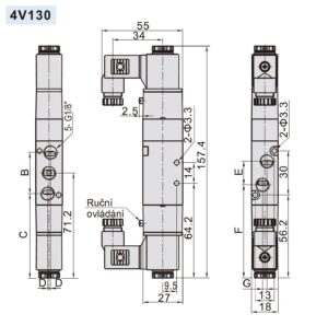 Elektromagnetický ventil 4V130-06 ; 5/3 ; G1/8" - Image 4