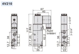 Elektromagnetický ventil 4V210-08 ; 5/2 ; G1/4" - Image 5