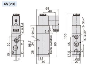 Elektromagnetický ventil 4V310-10 ; 5/2 ; G3/8" - Image 2