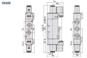 Elektromagnetický ventil 4V420-15 ; 5/2 ; G1/2" 2-cívky - Image 3